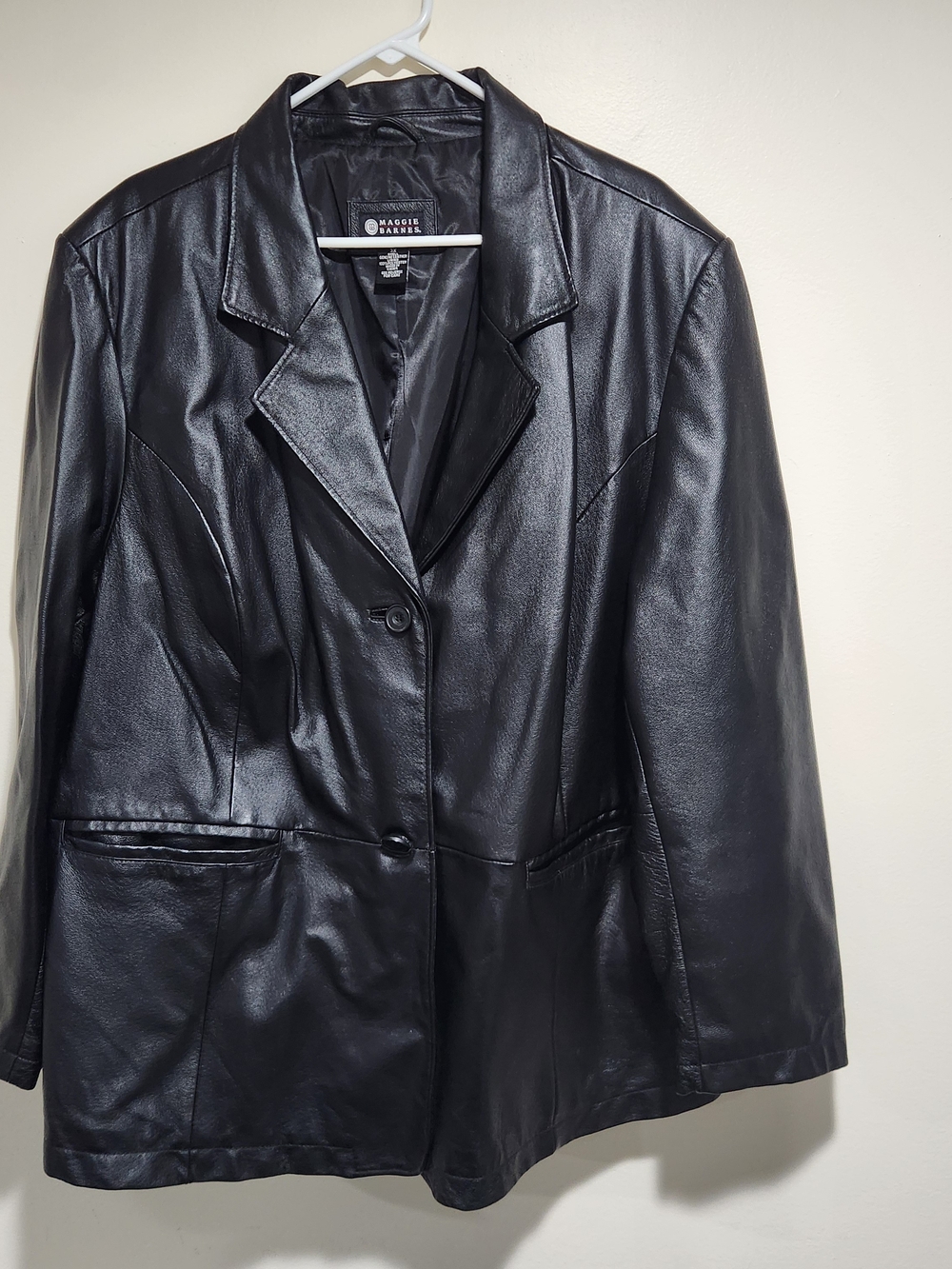 Maggie Barnes Black Leather Blazer Jacket Size 3X